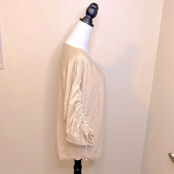 NWT Max Studio Lightweight Dolman Ruched 3/4 Sleeve Sweater Wheat Color Size M - Picture 11 of 14